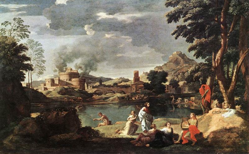 Nicolas Poussin Landscape with Orpheus and Euridice